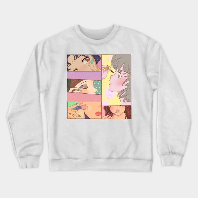 Anime Makeup Girls Crewneck Sweatshirt by FabDesign